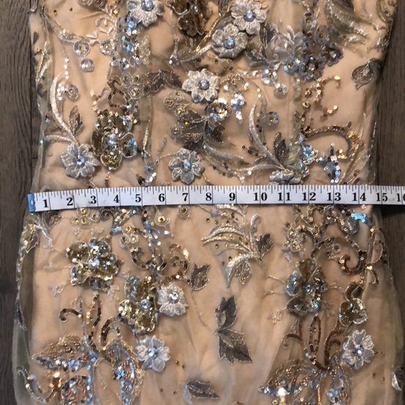 Floor length Mermaid Gold Silver Beaded Gown - Picture 6 of 9